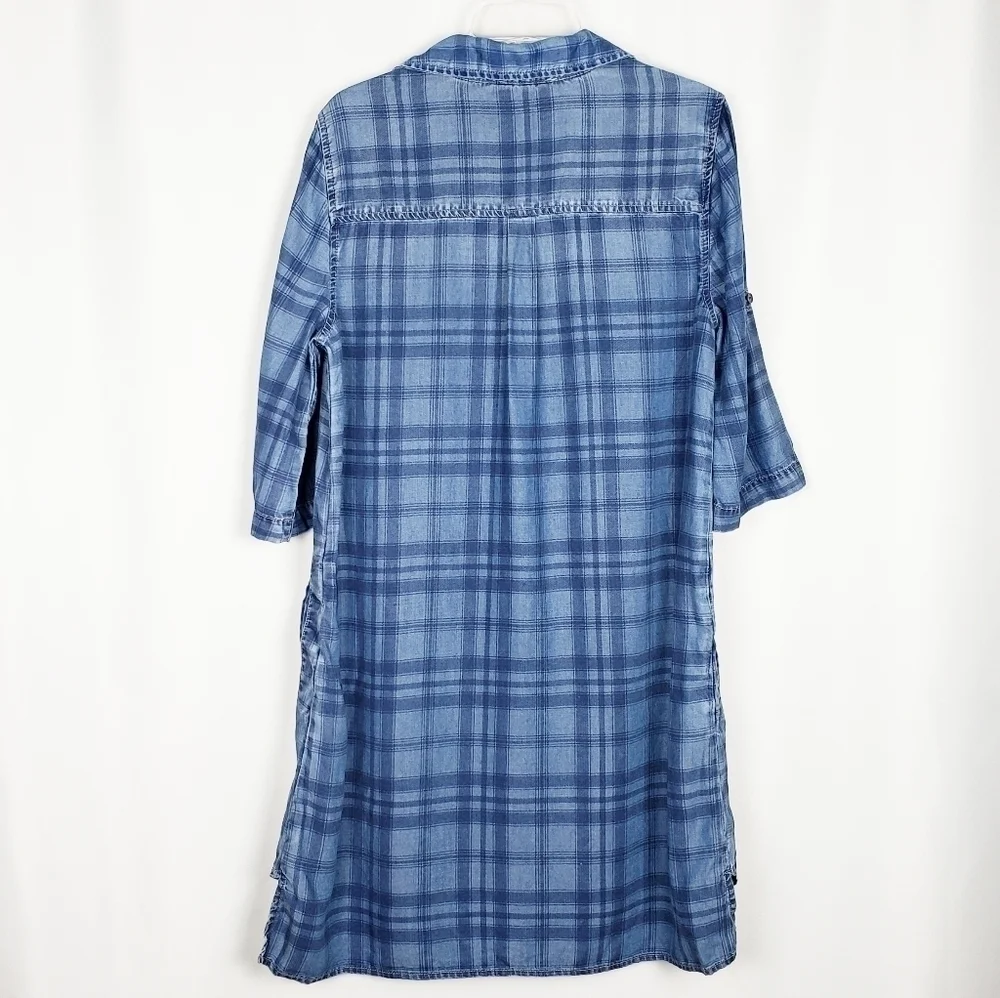 BEACHLUNCHLOUNGE plaid chambray shift dress